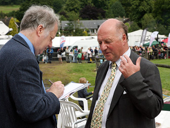 Kevin Palmer interviewing Agriculture Minister Jim Paice at Bakewell Show in the Derbyshire Peak District. 